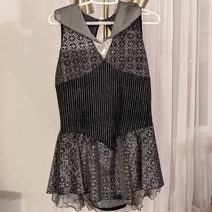 Figure Skating Dress Jerry's Size XXL Ladies Black Silver